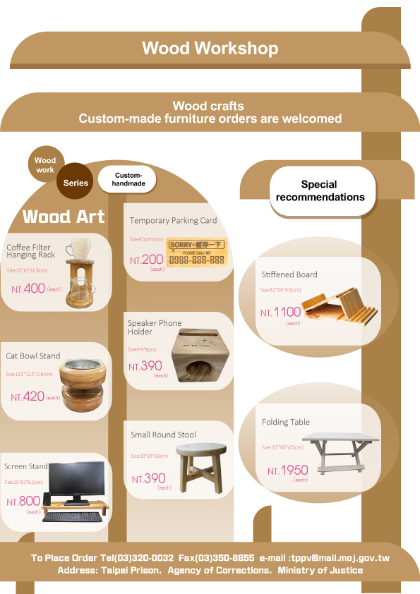 Regular woodworking training is offered and integrated with in-house production. Traditional skills blend with modern design to create and repair wooden furniture, including custom-made tables, cabinets, and craft pieces.